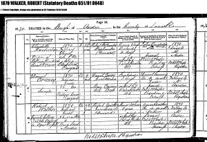 Robert Walker Death Record 1870