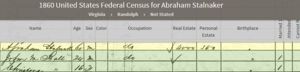 1860 census for Abraham Stalnaker