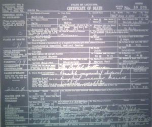Ira L. Sullivan death certificate