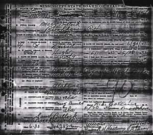Mary Bullock death certificate