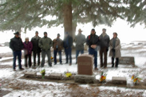 Brown family in the Brown Lot.   Harry and Donna Brown were buried in the same cemetery as many of their family. It snowed the April day they were buried. Flowers for their ancestors bloomed that wintery day in the Monte Vista Cemetery.