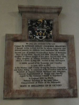 Memorial tablet Col Sir Edward R C Bradford