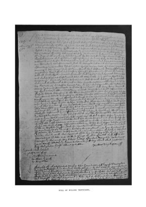 Will of Willem Jansen Trophagen (born 1616). From Ulster County Probate Records.