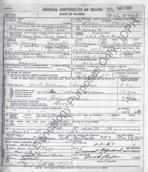 Certificate of Death for George Washington Richardson