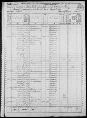 31 Aug 1870 US Federal Census Missouri, Henry County, White Oak Township
