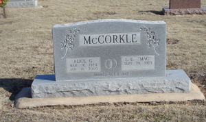 Gladine & Lemual McCorkle tombstone