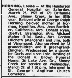 Obituary for Louisa Horning