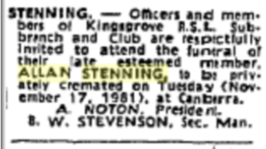 Allan Stenning Funeral Notice 