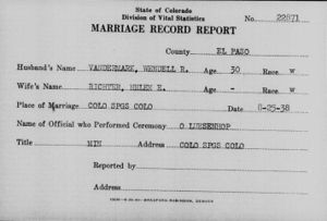 Wendell R & Helen E Marriage