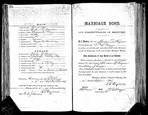Kentucky, U.S., County Marriage Records, 1783-1965 for Nancy J. Scaggs  View Origina