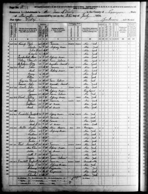 US Census 1870,  Victory, Cayuga, New York: Polly Wood Household