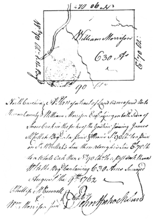 Survey for Wm Morrison, 9 Aug 1762, on Both Sides of Third Creek