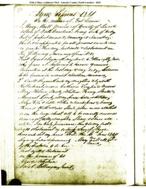 Will of Mary Anthony Mull