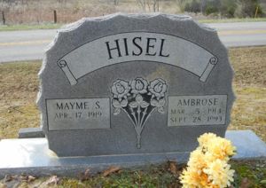 Ambrose and Mayme Hisel tombstone