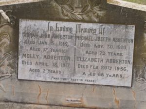 Headstone: ABBERTON-Michael, Elizabeth, Thomas & Molly
