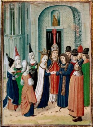  The marriage of Marie de Berry,daughter of John,Duke of Berry,son of John II of France and Joanna of Armagnac,and her first husband Phillip de Artois in 1393 by Jean Froissart