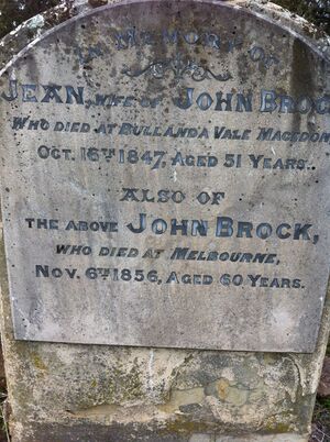 Headstone of John Brock and his wife Jean Brock nee Simpson