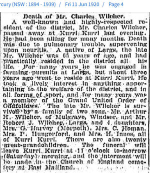 Death of Mr Charles Wilcher