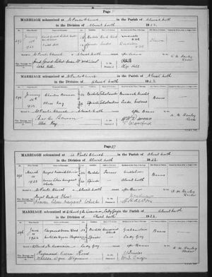 Marriage record Burgert Diederick Olivier and Frances Lilian Margaret Wheeler : 1923-03-14