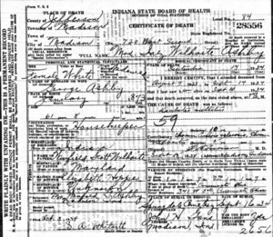 Inez Ashby, Death Certificate