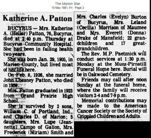 Obituary for Katherine A. (Heller) Patton