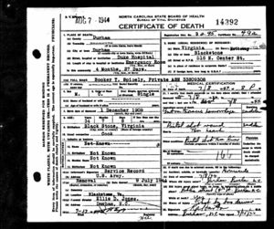 Booker Spicely Death Certificate