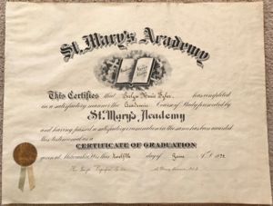 Evelyn Marie Tyler Nursing Diploma -- June 12, 1924