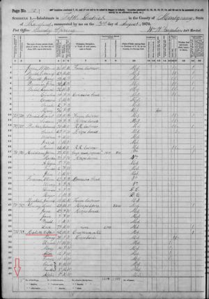 Ricketts Family 1870 Census pg1