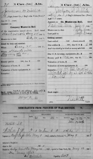 Jackson Wilhite, Civil War Service Records