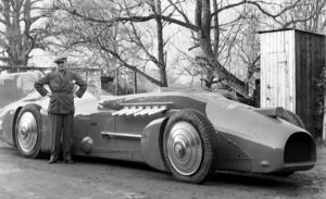 Malcolm Campbell with his new 'Bluebird' car