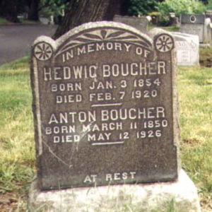 Anton and Hedwig Boucher's headstone