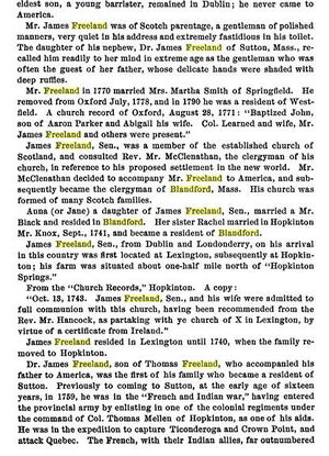 History of James Freeland, father of Jane Freeland
