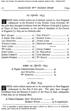 Hotten's list of emigrants p. 72