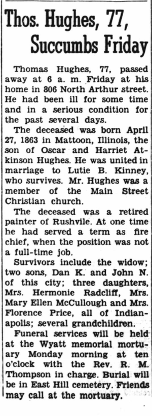 Thomas Hughes, Obituary