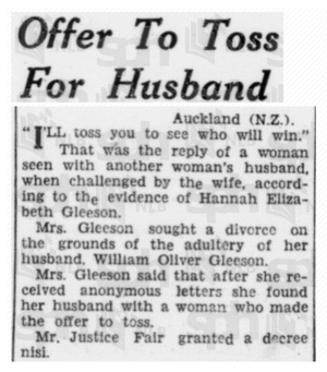Offer to toss for husband