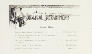 Biblical Dept. Senior Class Vanderbilt 1896
