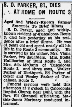 S. D. Parker Obituary