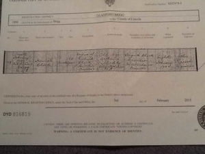 Death Certificate for Hannah Clark nee Brice.