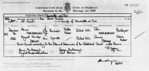 Marlborough and Brown Marriage Certificate