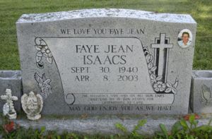 Faye Jean Isaacs tombstone