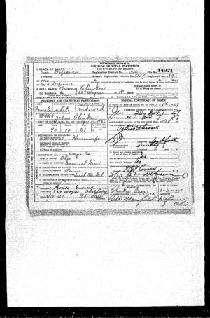 Nancy Clinker Death Certificate