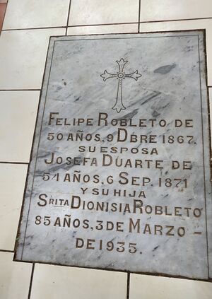 Felipe Robleto & Josefa Duarte Head Stone