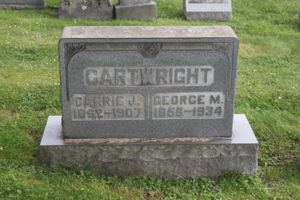 George M and Carrie Jane (Leslie) Cartwright Tombstone
