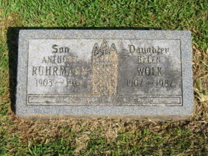Tombstone of Helen Wolk and her brother Anton Ruhrmann