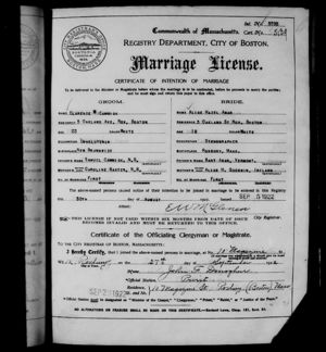 Marriage Record of Clarence and Alice