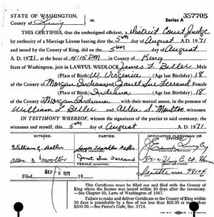 James Franklin Beller and Janet Sue Ferrand Marriage Record