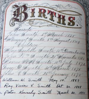 Family Bible of John Smith 1838 to 1891