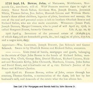 John Bowne Will and Debtor list