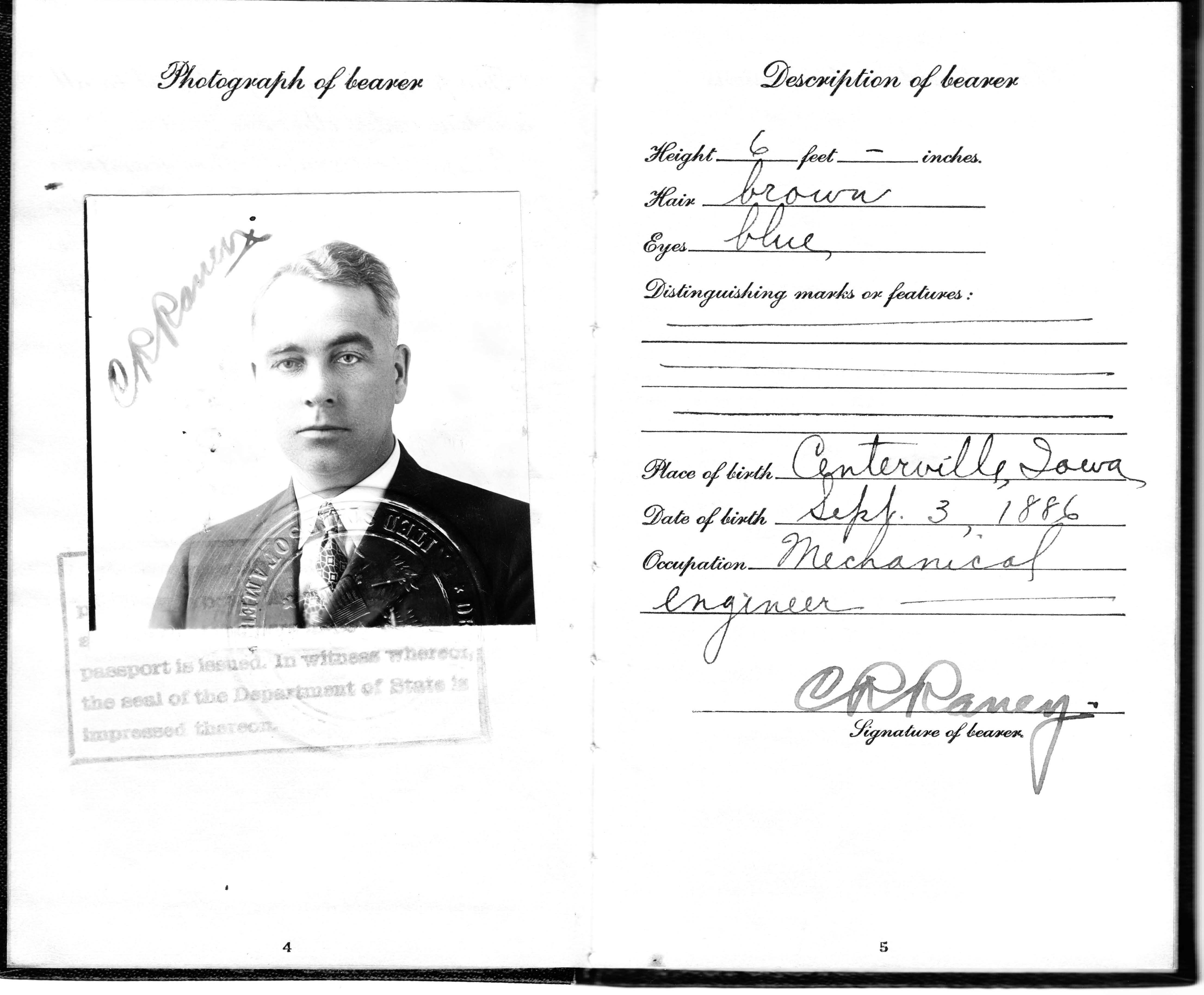 Keith Raney C R Raney passport Nº 462216