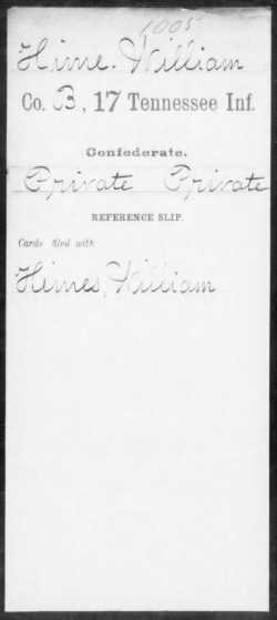 William Hime Civil War Roll Call Card